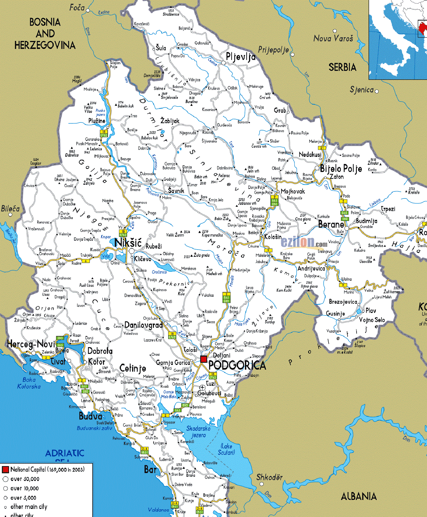 Черногория карта