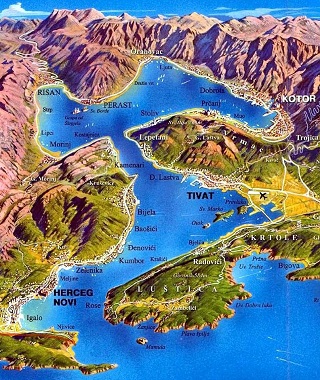 Бока Которская бухта на карте