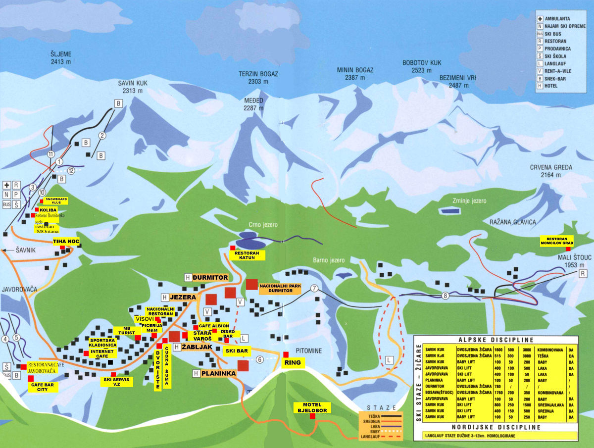 Трассы горнолыжного курорта Жабляк